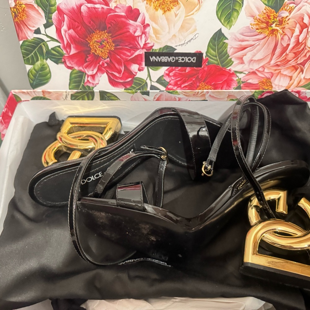 Dolce & Gabbana Black Heels with Gold Accents